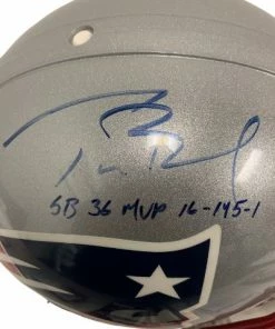 Fan Cave Sports Tom Brady New England Patriots Autographed Full Size Authentic Proline Helmet W/ SB MVP Inscription #'d 1/12 - Tri Star + Mounted COA Autographed Memorabilia
