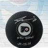 Fan Cave Sports Travis Konecny Philadelphia Flyers Autographed Logo Puck W/ Debut Inscription - JSA Autographed Memorabilia
