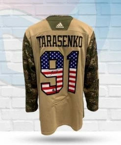 Fan Cave Sports Vladimir Tarasenko St Louis Blues Autographed Adidas Military Jersey - COA