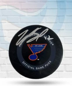 Fan Cave Sports Zach Sanford St Louis Blues Autographed Retro Official Game Puck - COA